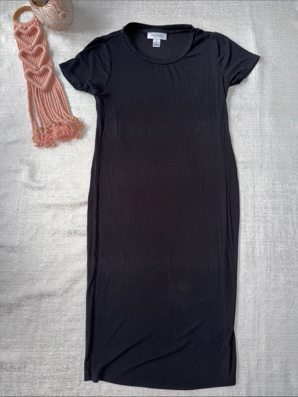 Motherhood Maternity Ribbed Black Short-Sleeve Dress. Size small